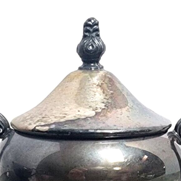 Vintage FB Rogers Silver Co Footed Sugar Bowl With Lid And Creamer Set Rare Find - Picture 14 of 14